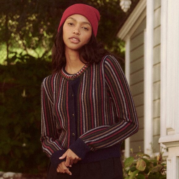 The Great. Navy Stripe Cardigan - Picture 2 of 10